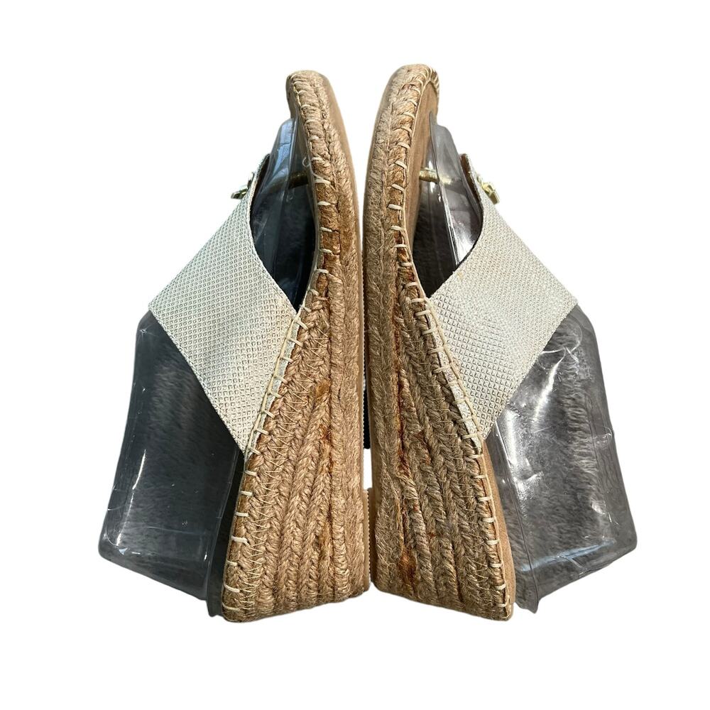 White Mountain  Gold Metallic Thong Jute Sandal Gold Hardware Women's Size 9 - Picture 7 of 10